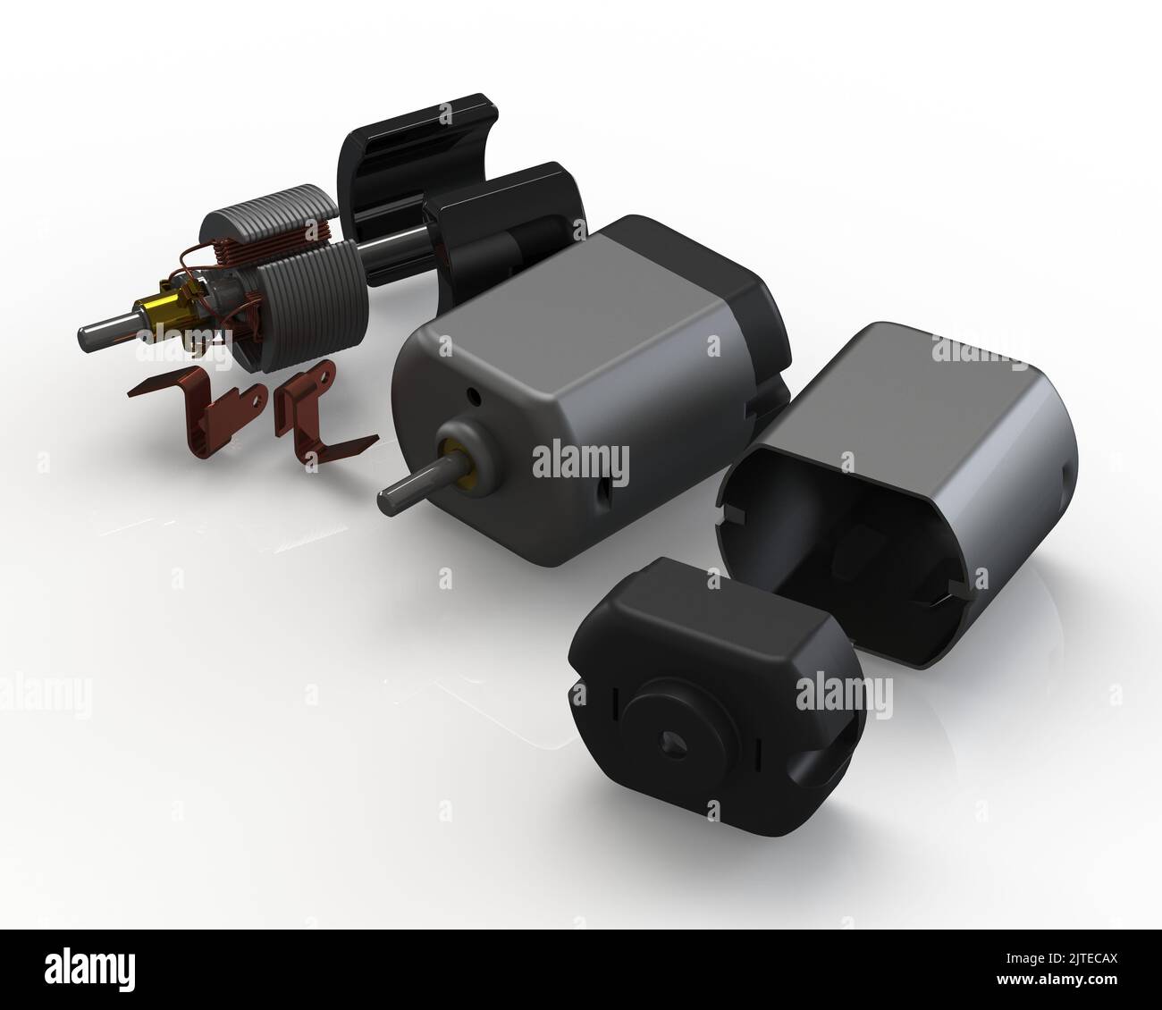 Direct current toy car electric motor presentation 3D illustration