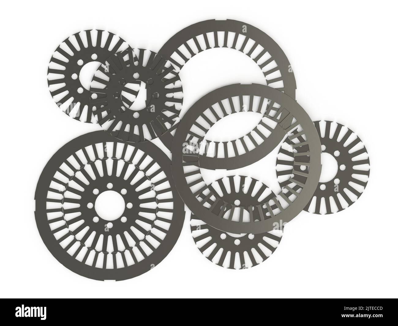 Stator and rotor electromagnetic sheet for electric motor 3D rendering Stock Photo