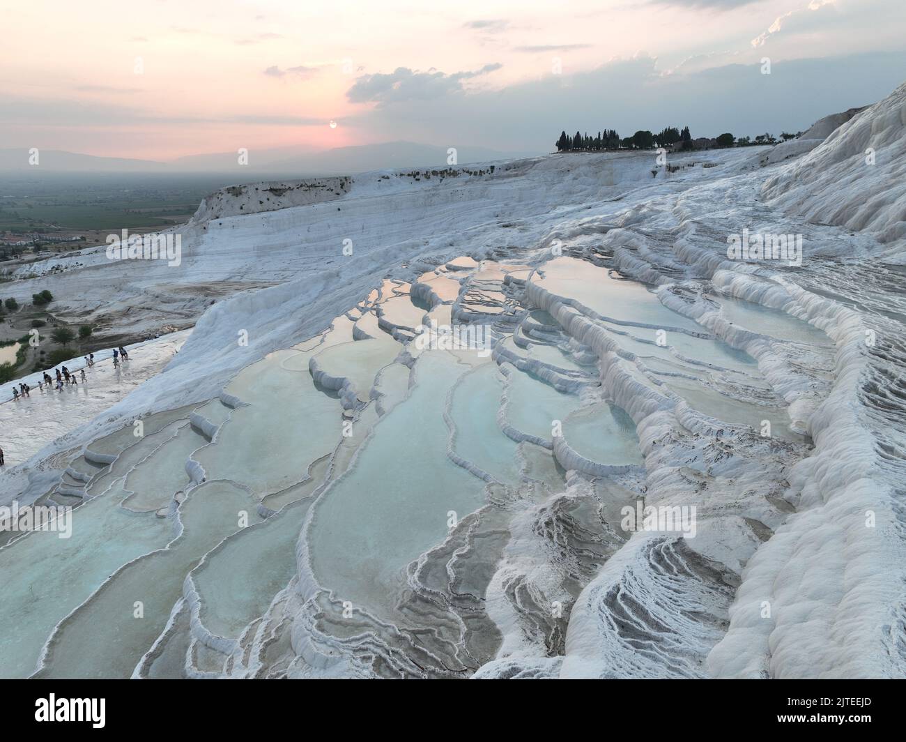 Pamukkale Travertines Cinematic Aerial Drone footage. Turkish famous