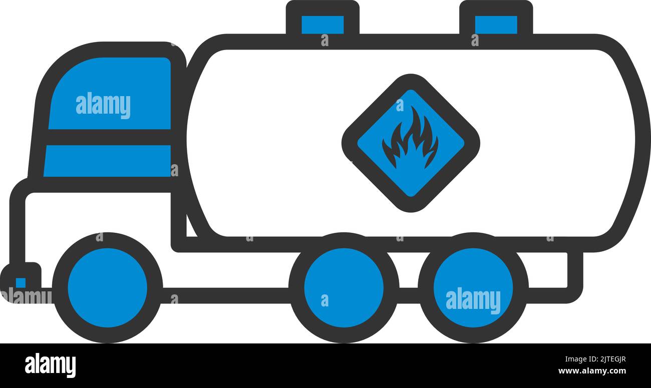 Fuel Tank Truck Icon. Editable Bold Outline With Color Fill Design. Vector Illustration Stock