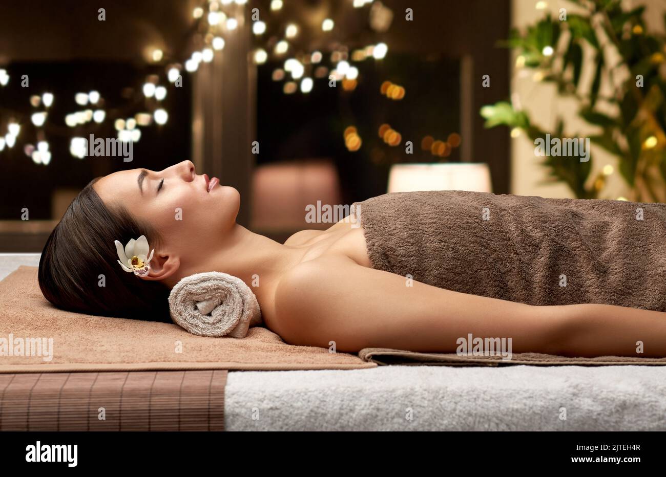 Beautiful woman profile lying hi-res stock photography and images - Alamy