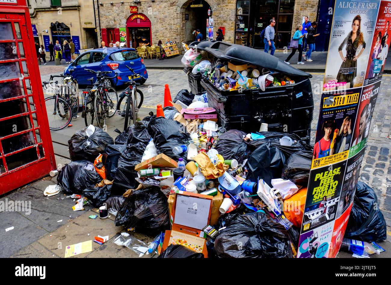 Rubbish Piles Up In The Streets Of Edinburgh Scotland S Capital City Caused By A Strike Of The