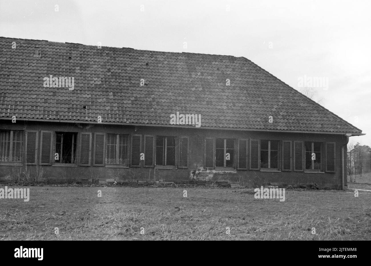 Der Landsitz und die Villa vom früheren Propagandaminister Joseph Goebbels, das Gelände Bogensee bei Wandlitz, wird nun als Hochschule der FDJ genutzt, Nähe Berlin, Deutschland 1947. Stock Photo