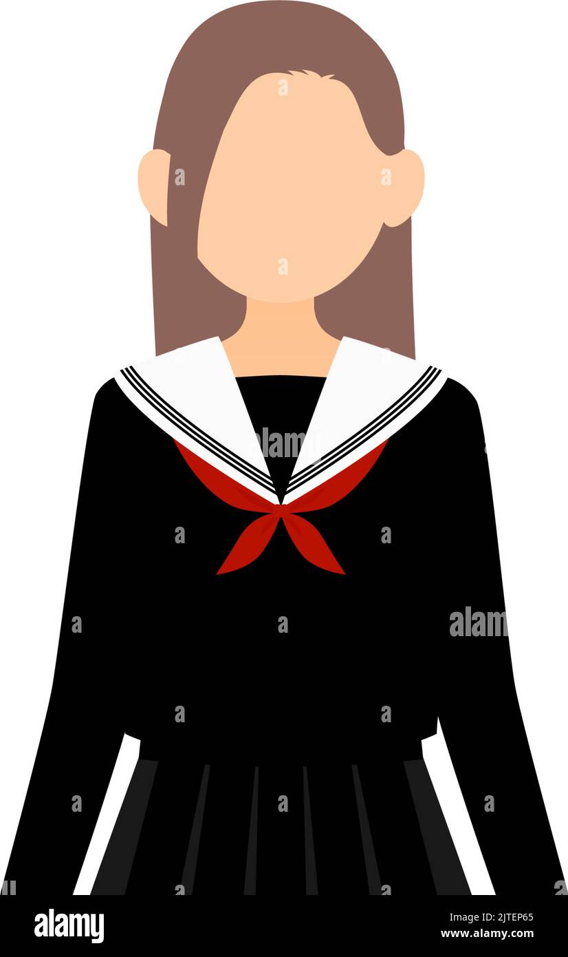Girl wearing school sailor uniform, Stand upright Stock Vector