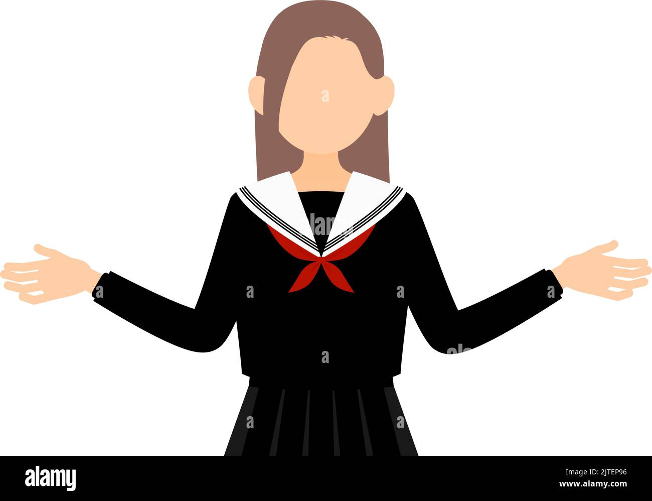 Girl wearing school sailor uniform, Gestures with outstretched arms Stock Vector