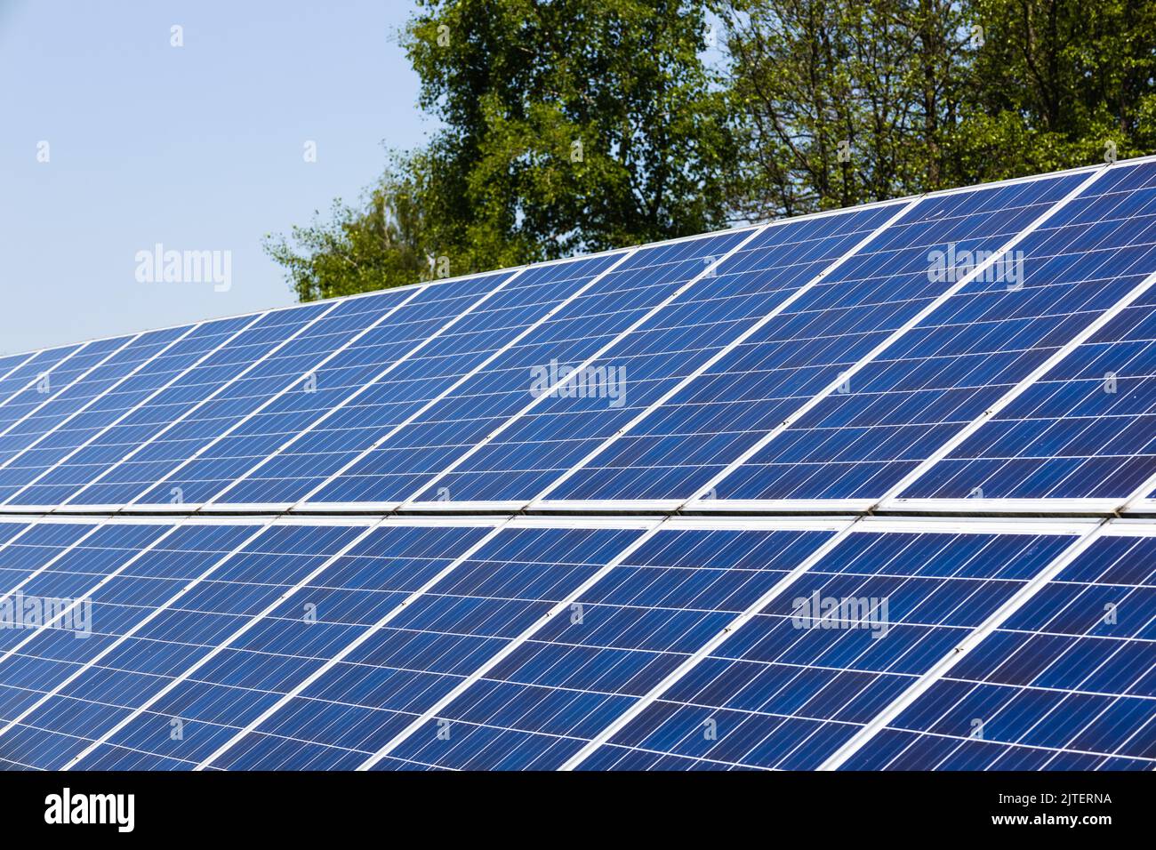 Solar panels on the sky background. Solar power plant. The alternative ...