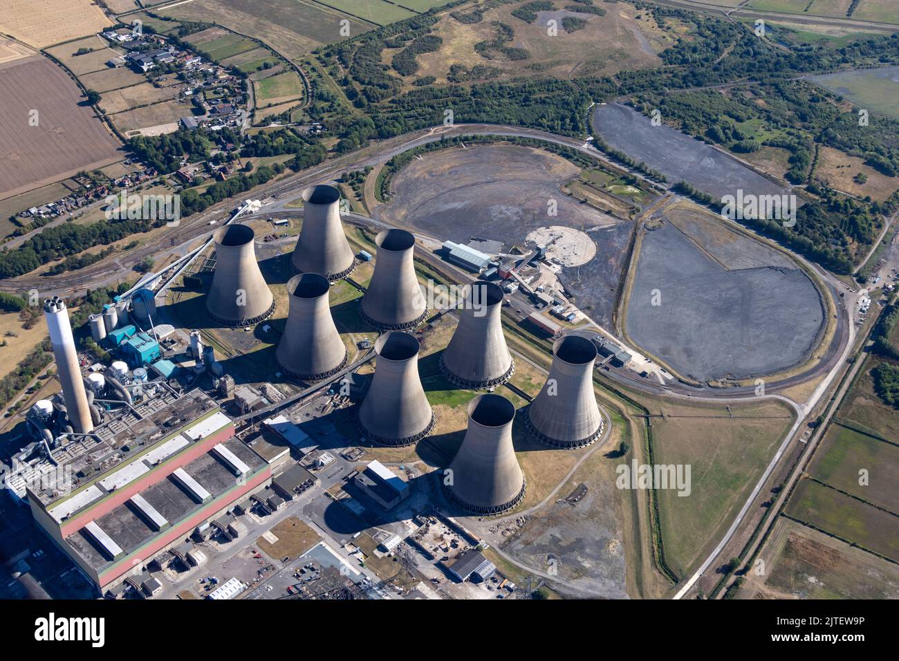 Aerial photograph of Cottam Power Station located on the banks of the river Trent, 6 miles east
