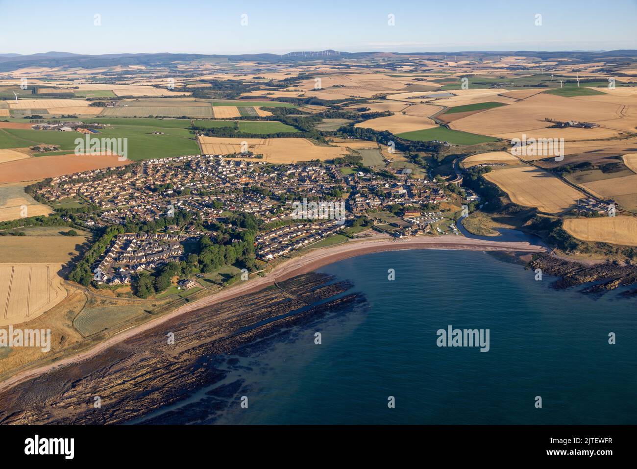 Aerial photograph of the coastal town of Inverbervie in Kincardineshire