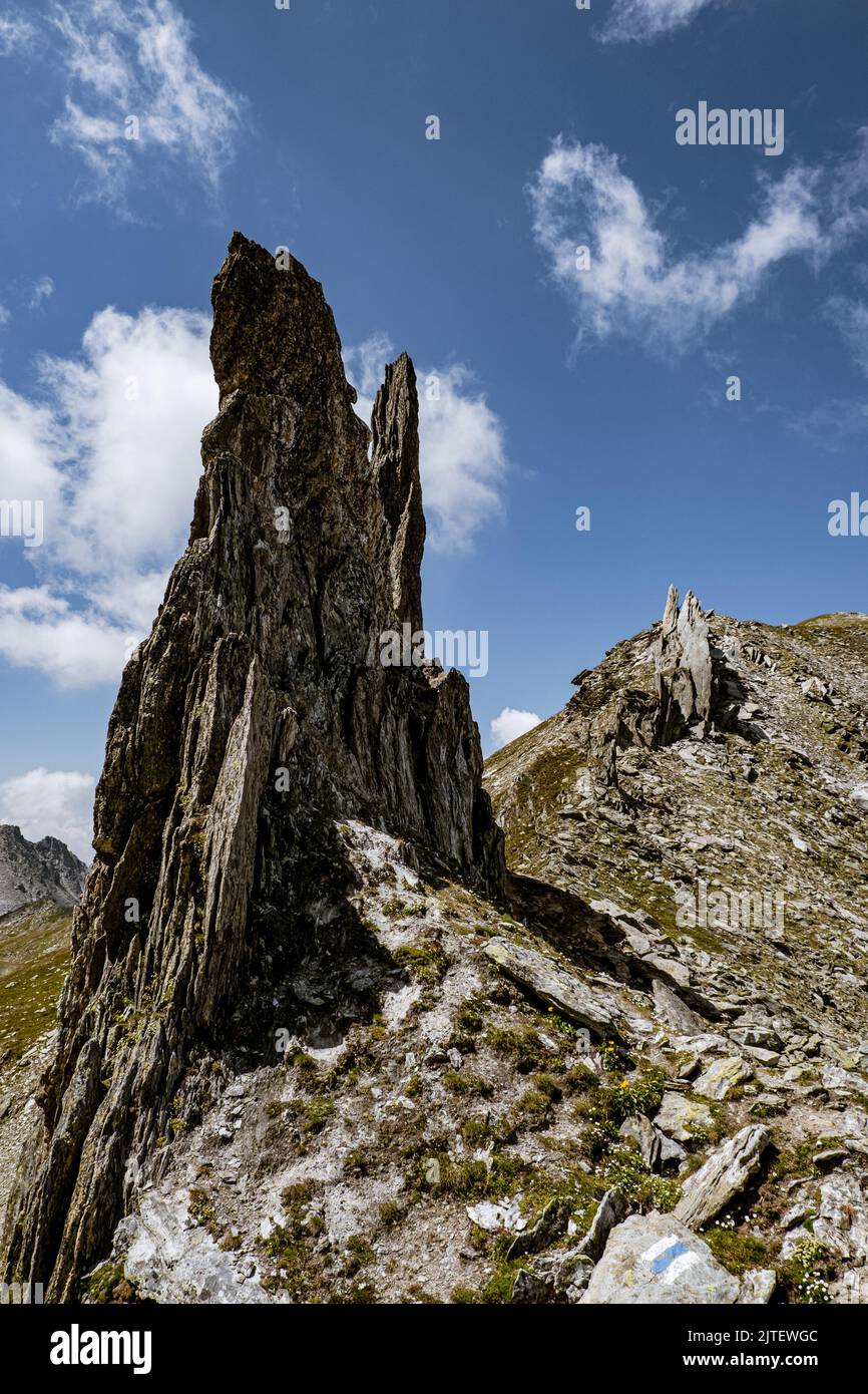 Rocky peak on Pizzo Centrale, San Gottardo, Switzerland, Europe Stock Photo
