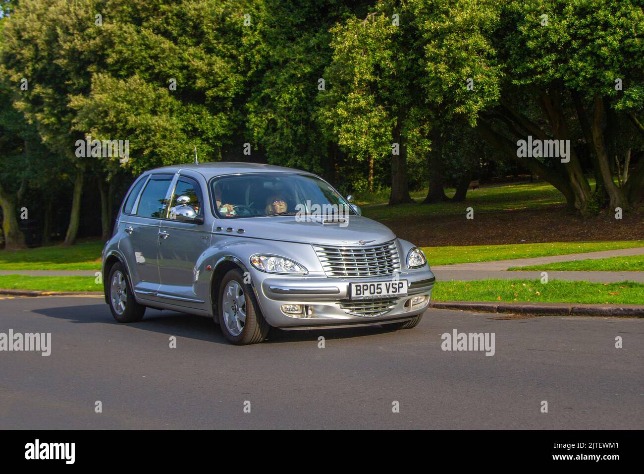 2005 Silver CHRYSLER PT CRUISER TOURING CRD Classic, 2148cc 5-speed manual; Cars arriving at the annual Stanley Park Classic Car Show. Stanley Park classics yesteryear Motor Show is hosted by Blackpool Vintage Vehicle Preservation Group, UK. Stock Photo