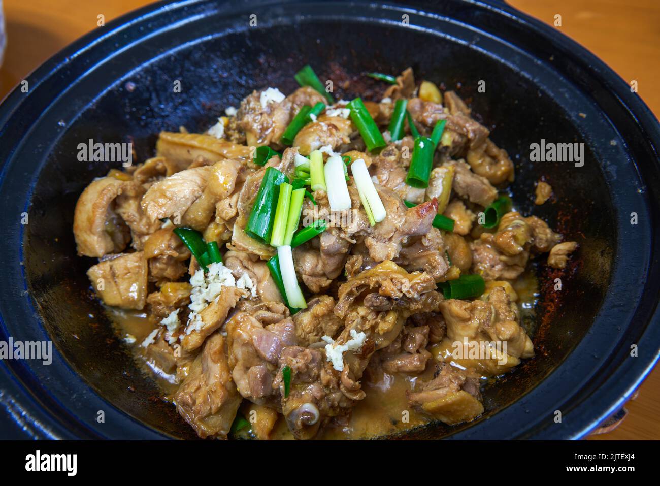 A delicious Cantonese dish, Kee Kee Sand Ginger Chicken Casserole Stock