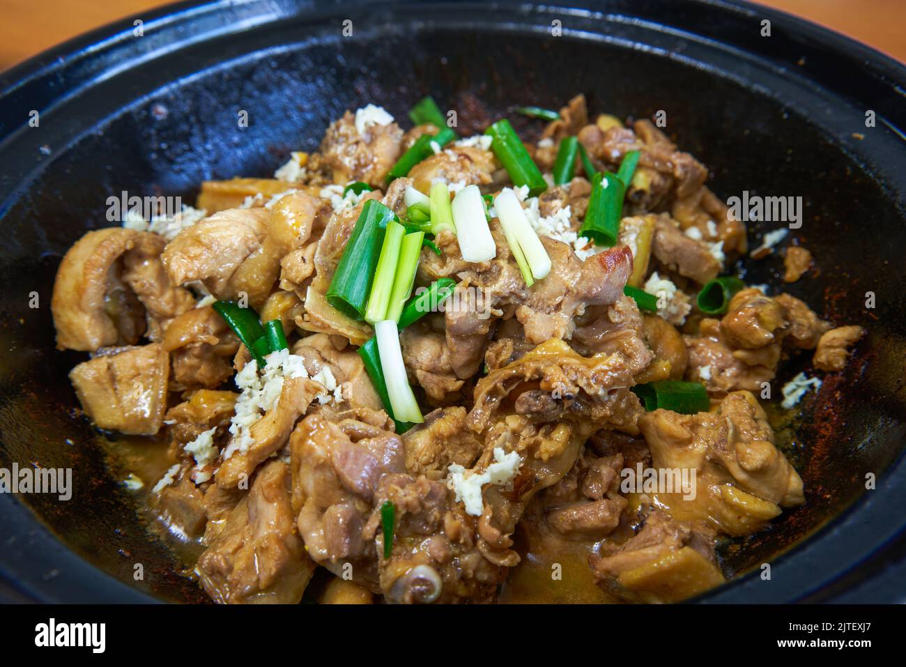 A delicious Cantonese dish, Kee Kee Sand Ginger Chicken Casserole Stock