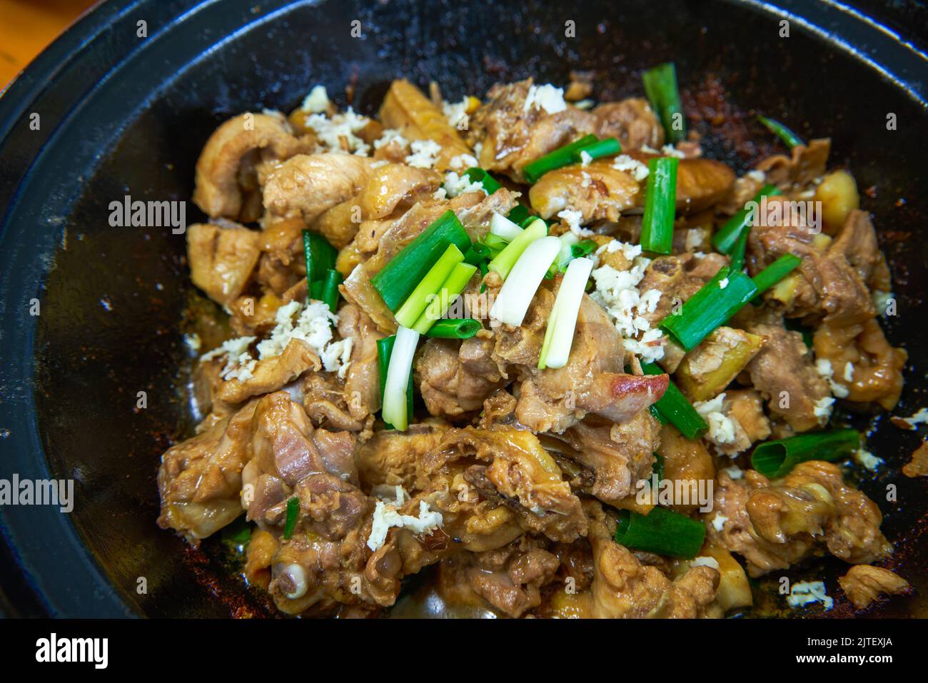 A delicious Cantonese dish, Kee Kee Sand Ginger Chicken Casserole Stock