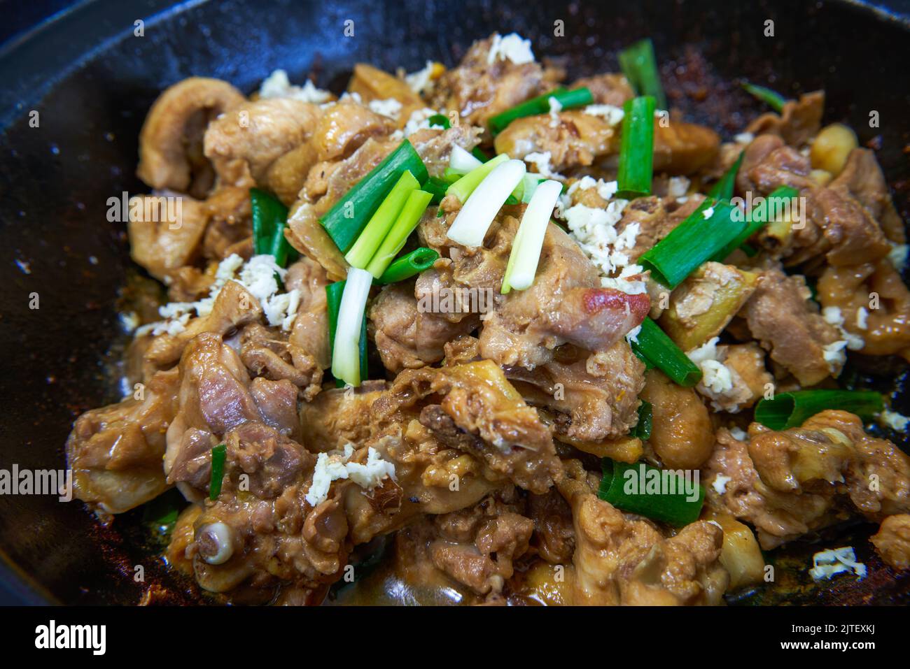 A delicious Cantonese dish, Kee Kee Sand Ginger Chicken Casserole Stock