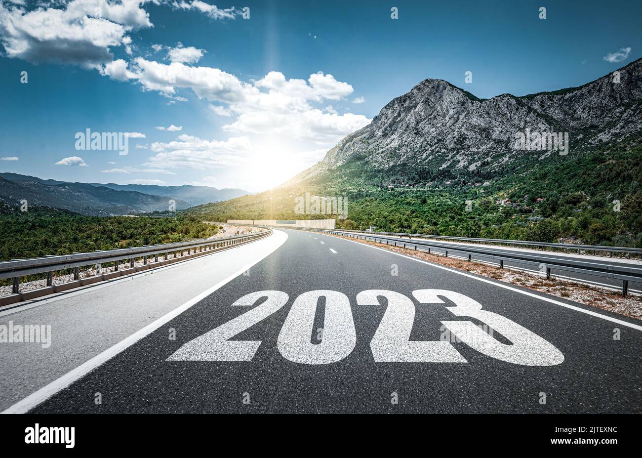 Empty Asphalt Road And New Year 2023 Concept Stock Photo - Alamy