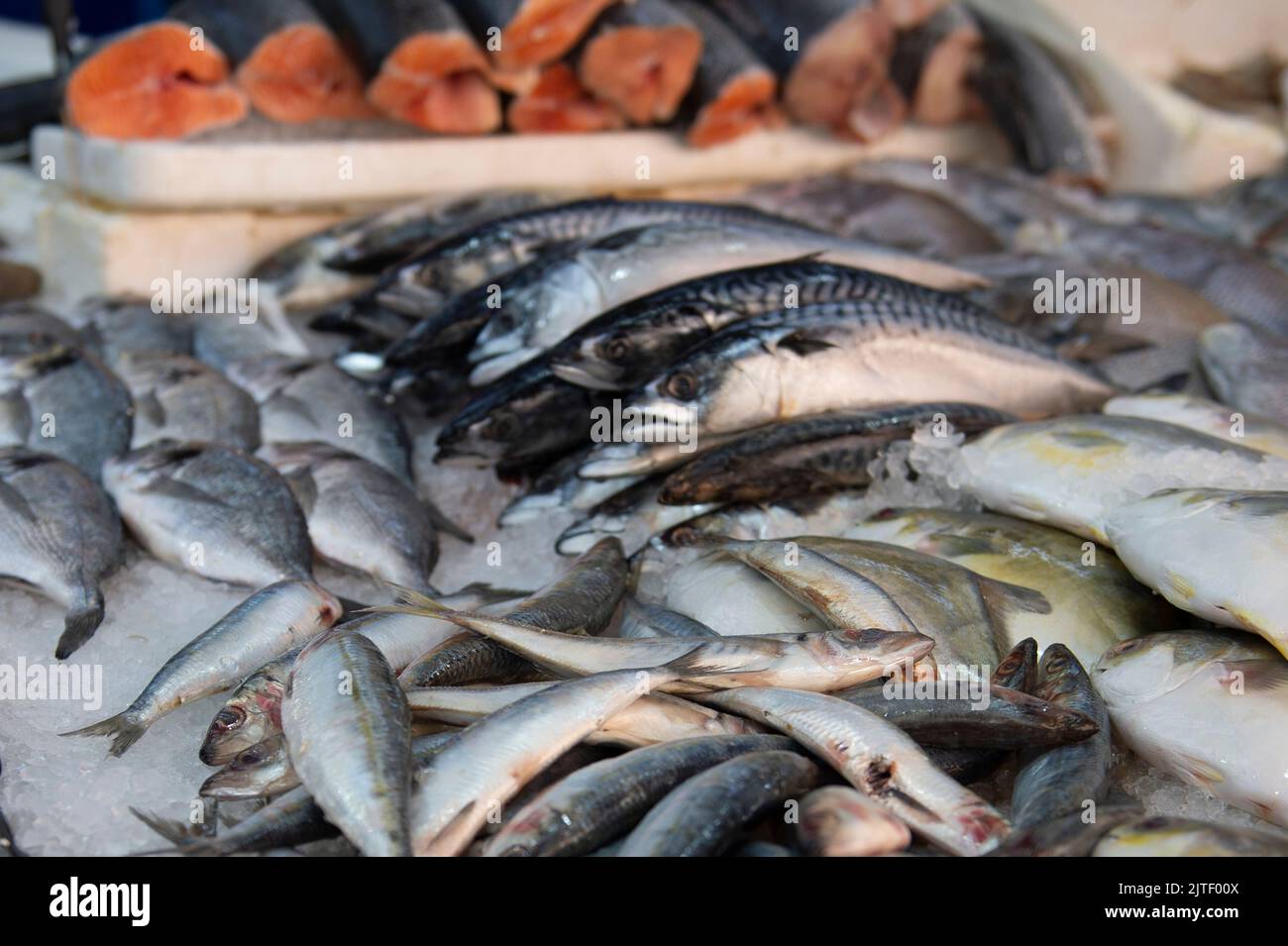 Fishmongers in Brixton Market Stock Photo