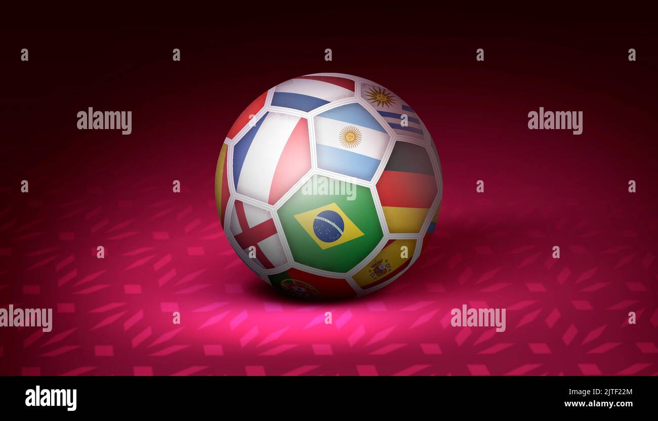 A World Cupinspired soccer football with different flags Stock Photo Alamy