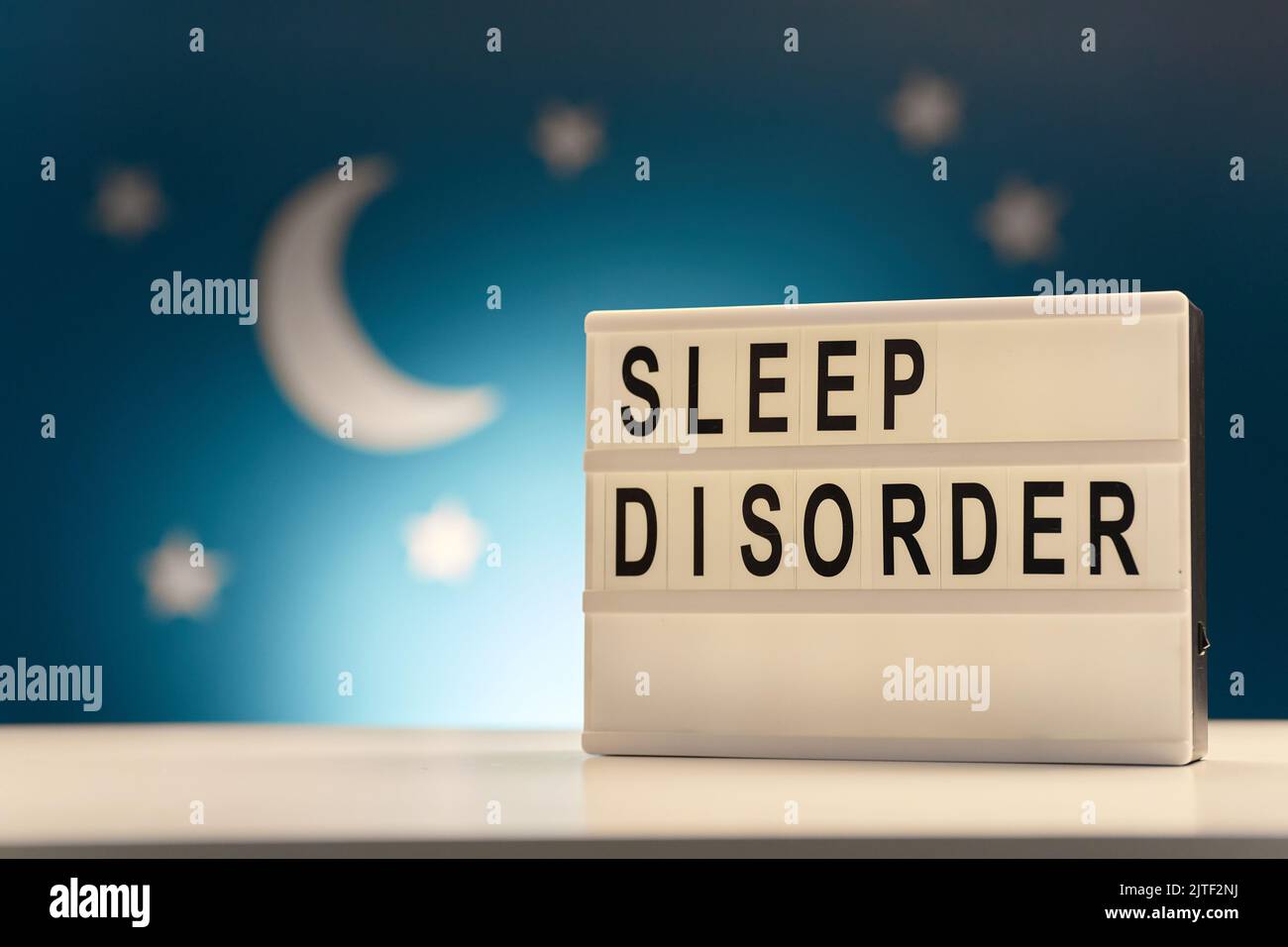 light box with sleep disorder words at night Stock Photo Alamy