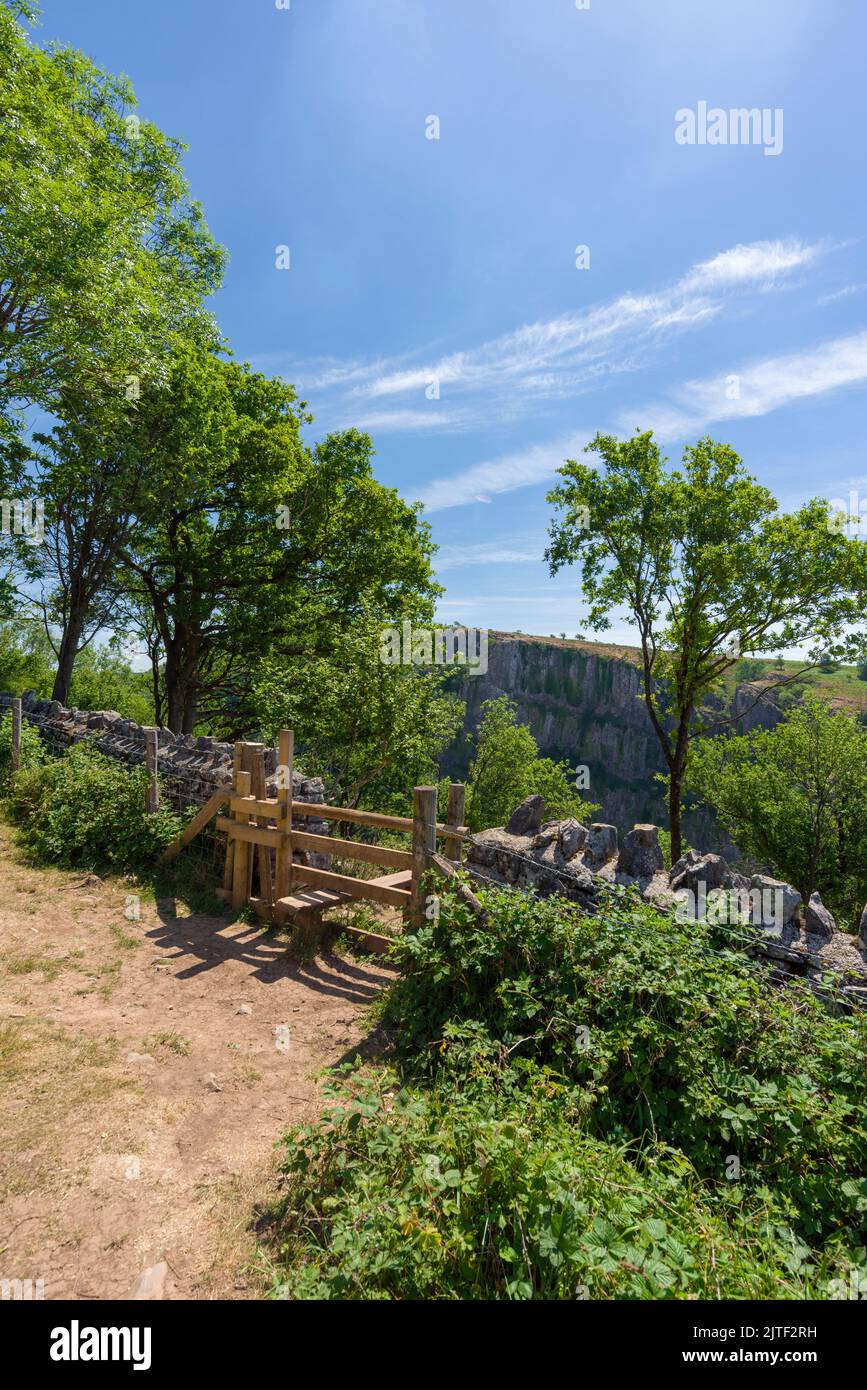 The view from the top of Cheddar Cliffs over Cheddar Gorge in the