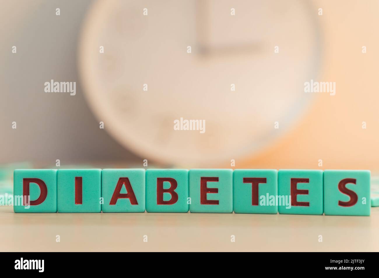 The word diabetes made of small colorful cubes with letters chronic