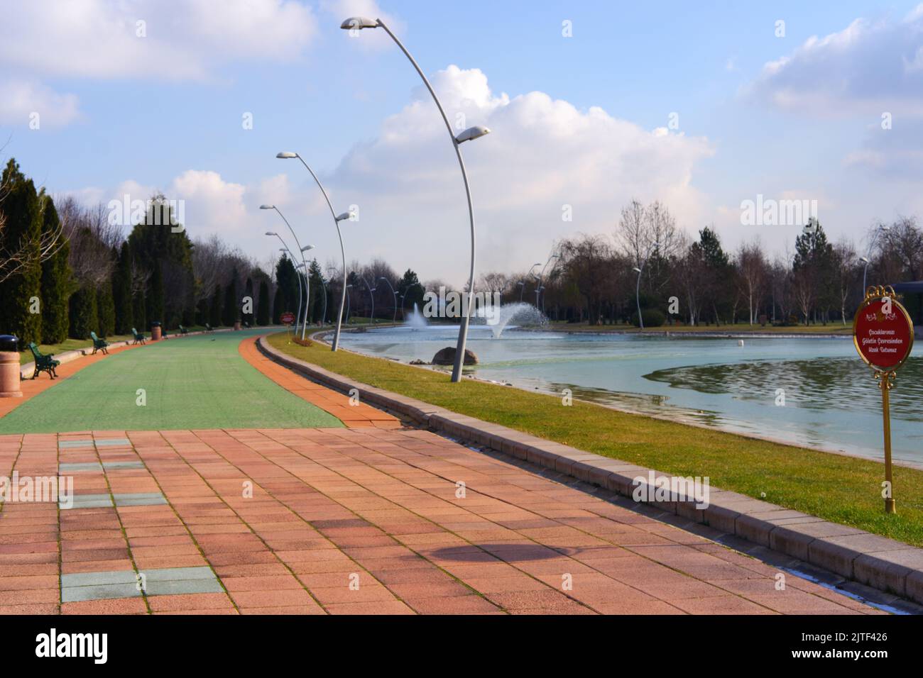 Kentpark urban waterside Park in Eskisehir Turkey Stock Photo