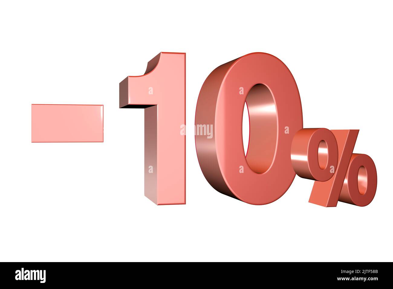 3D rendered discount banner marketing sign showing minus - 10% percent off Stock Photo