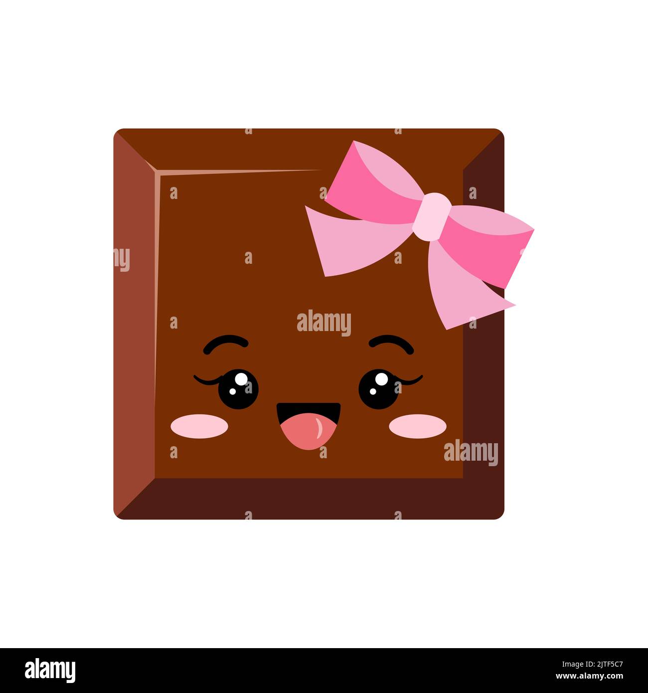 Cute chocolate bar piece emoji character vector icon Stock Vector Image