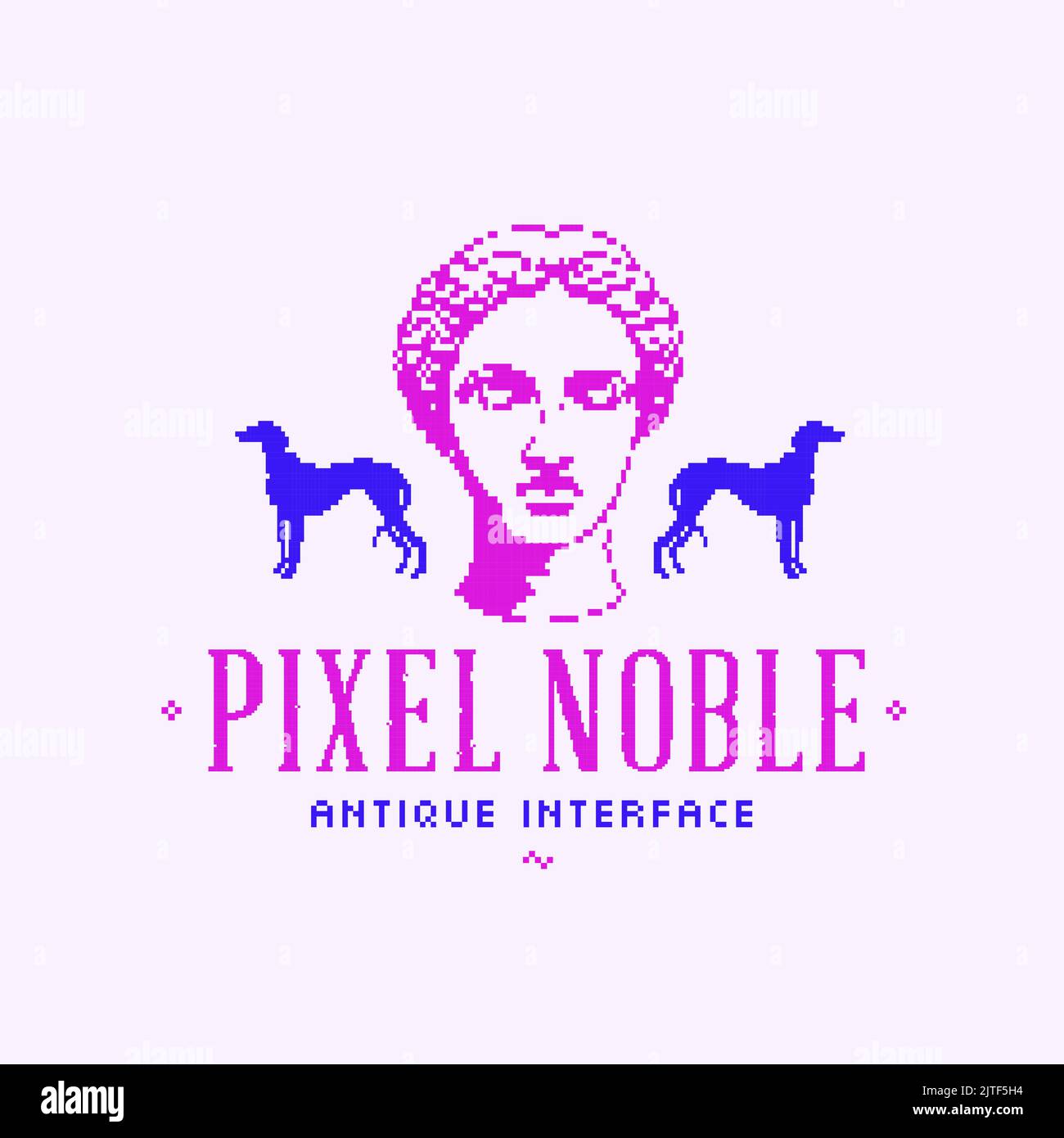 Pixel noble interface modern classics logo template with antique statue