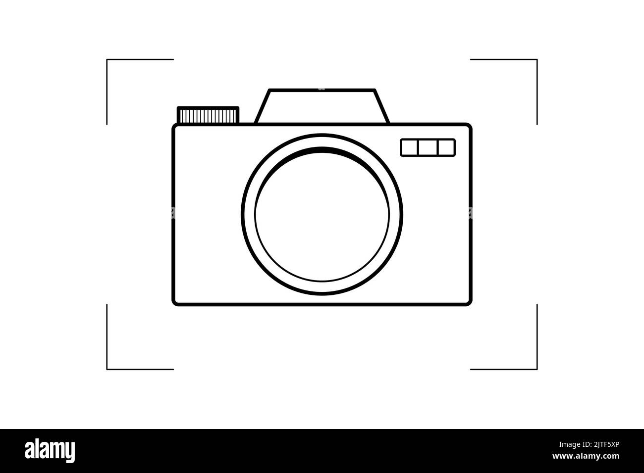 Front view Photo camera icon. Outline style vector illustration Stock Vector