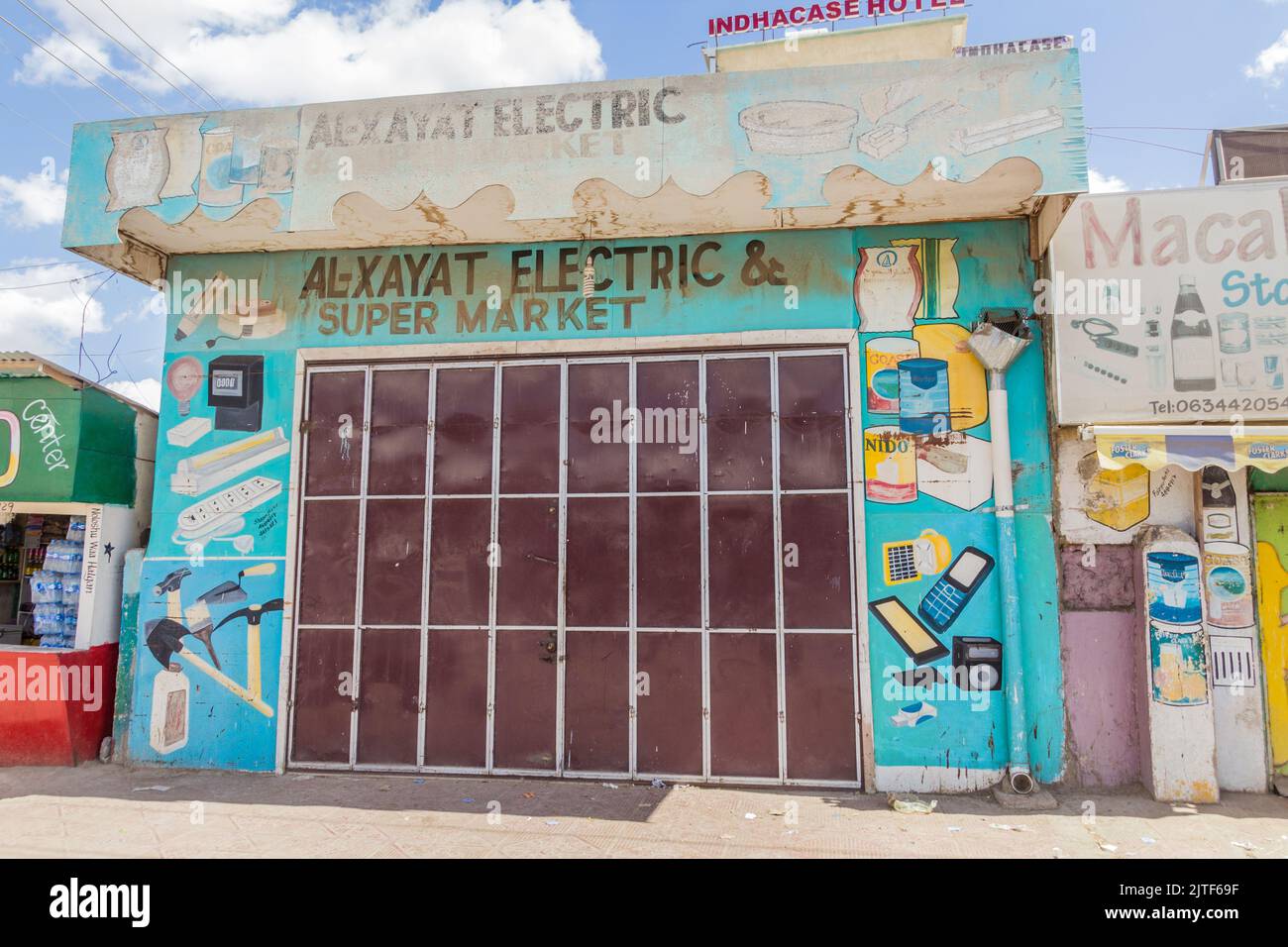 HARGEISA SOMALILAND APRIL 12 2019 Colorfuly Painted Shop In   Hargeisa Somaliland April 12 2019 Colorfuly Painted Shop In Hargeisa Capital Of Somaliland 2JTF69F 