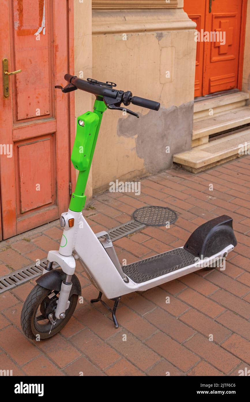 Rental Electric Scooter Parked at Street Pavement Stock Photo Alamy