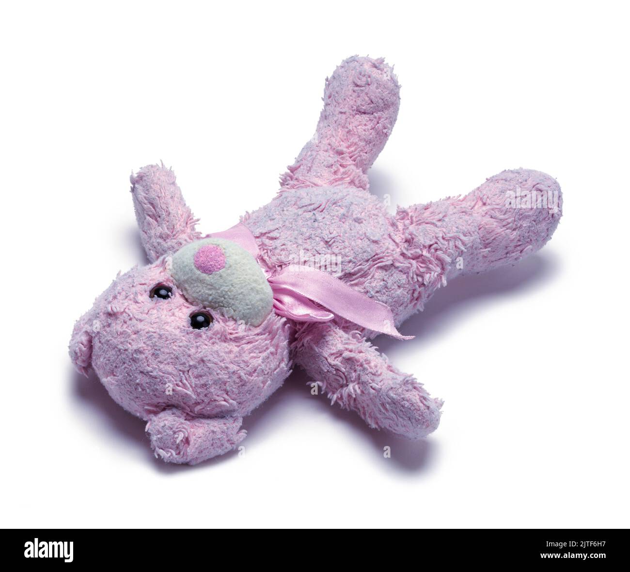 Old Lost Pink Teddy Bear Cut Out. Stock Photo