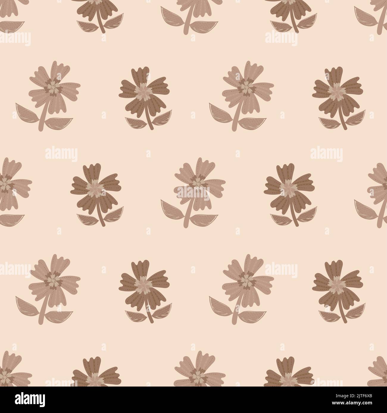 Wild meadow flower seamless vector pattern background. Modern style ...