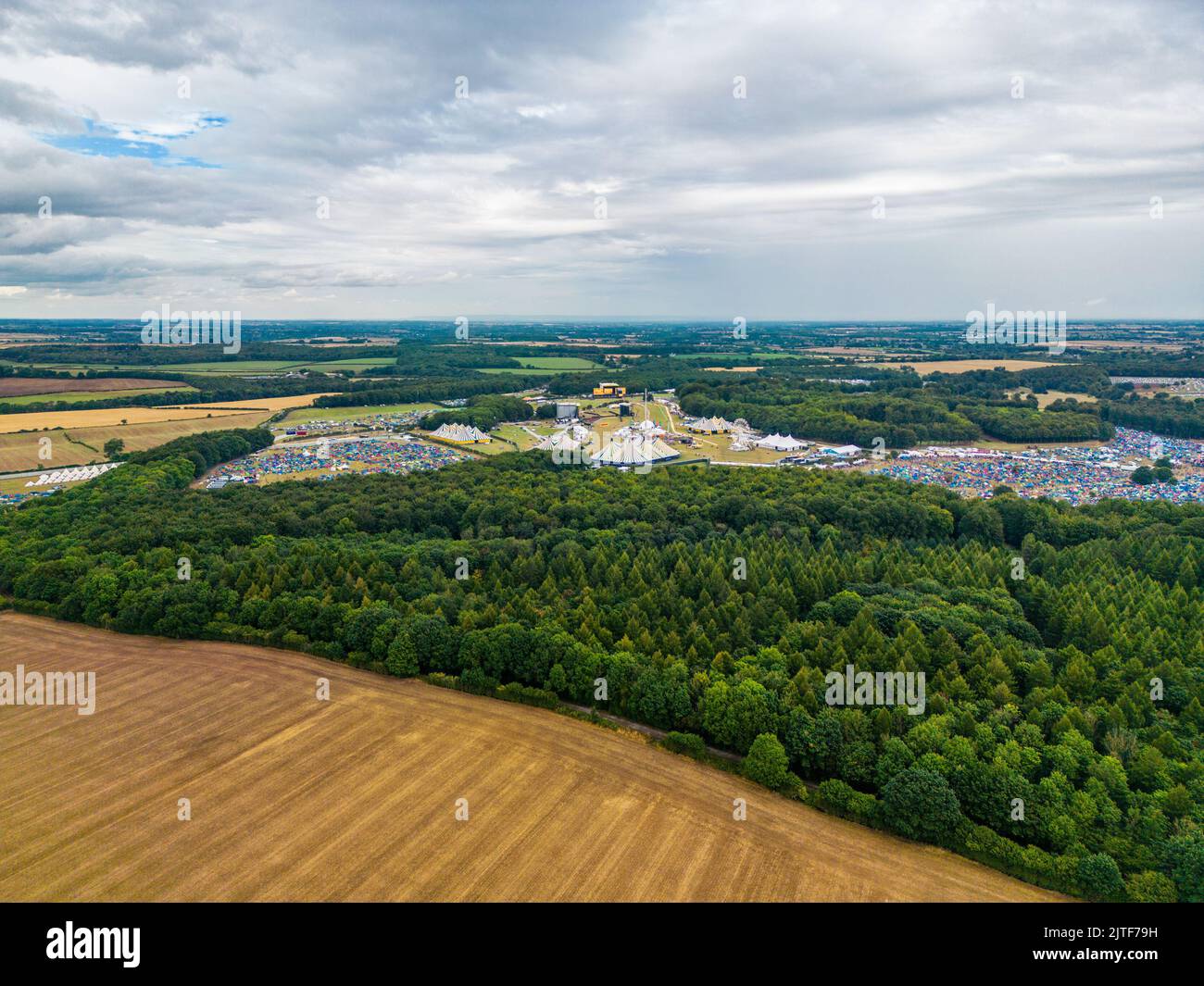 Aerial view over Leeds Festival in Bramham Park Stock Photo Alamy