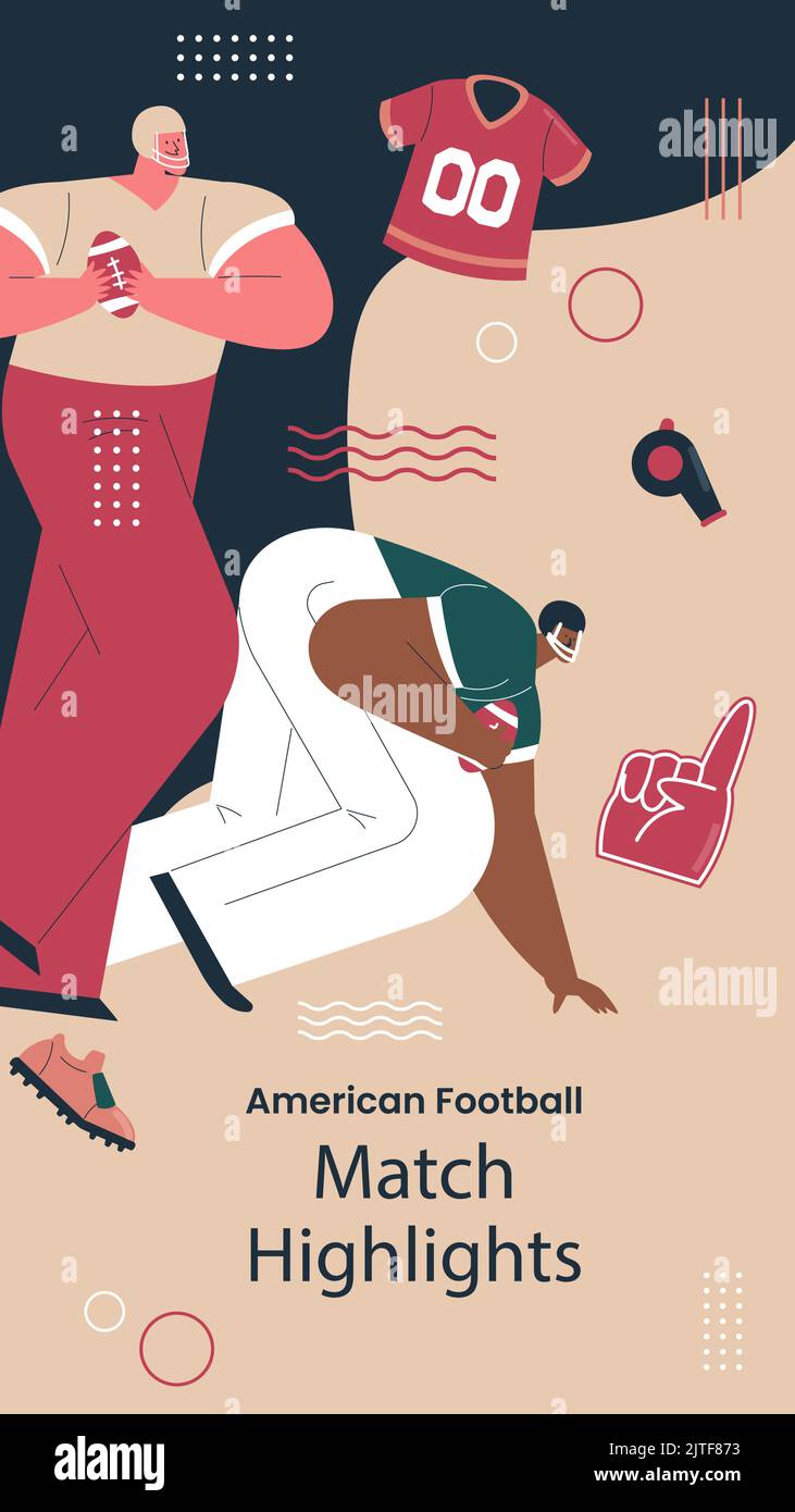Flat design american football post stories Vector illustration Stock Vector
