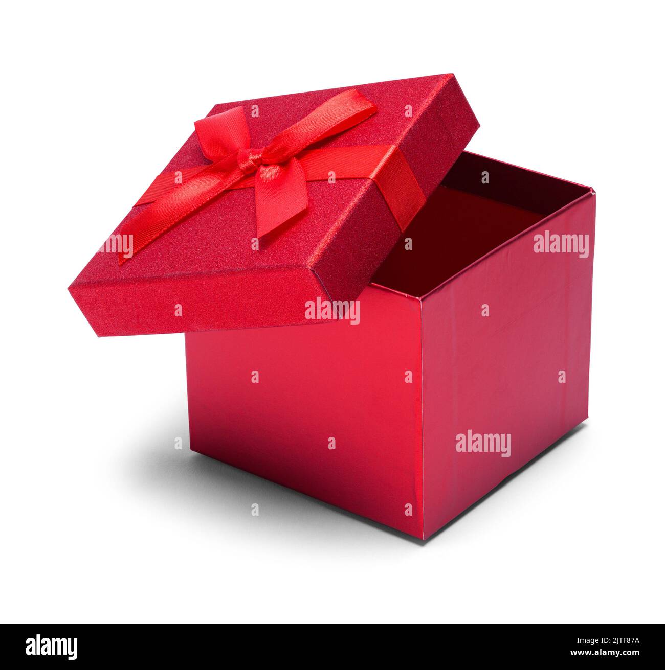 Small Square Red Present Box Cut Out. Stock Photo