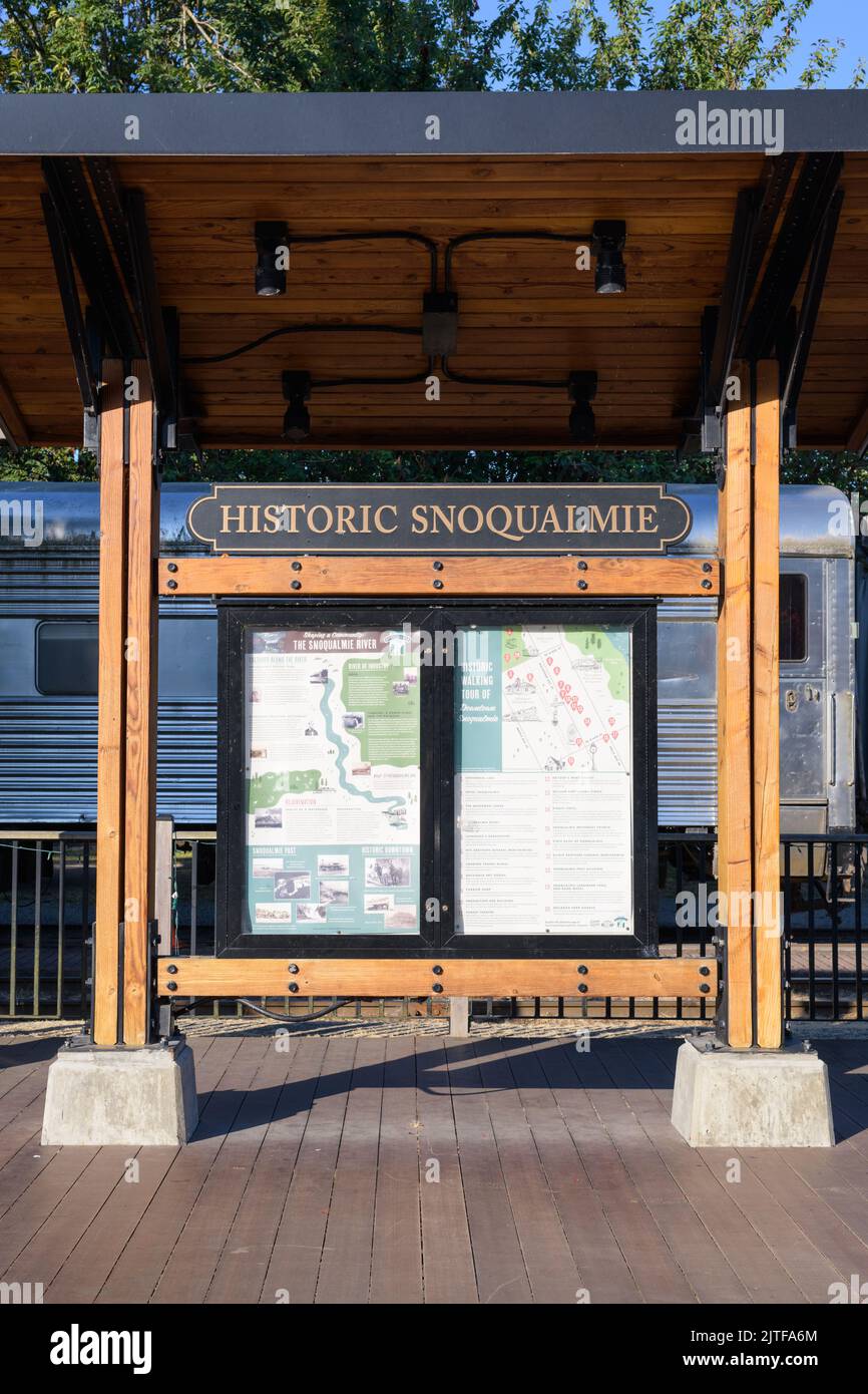 Snoqualmie, WA, USA August 24, 2022; Historic Snoqualmie map in the