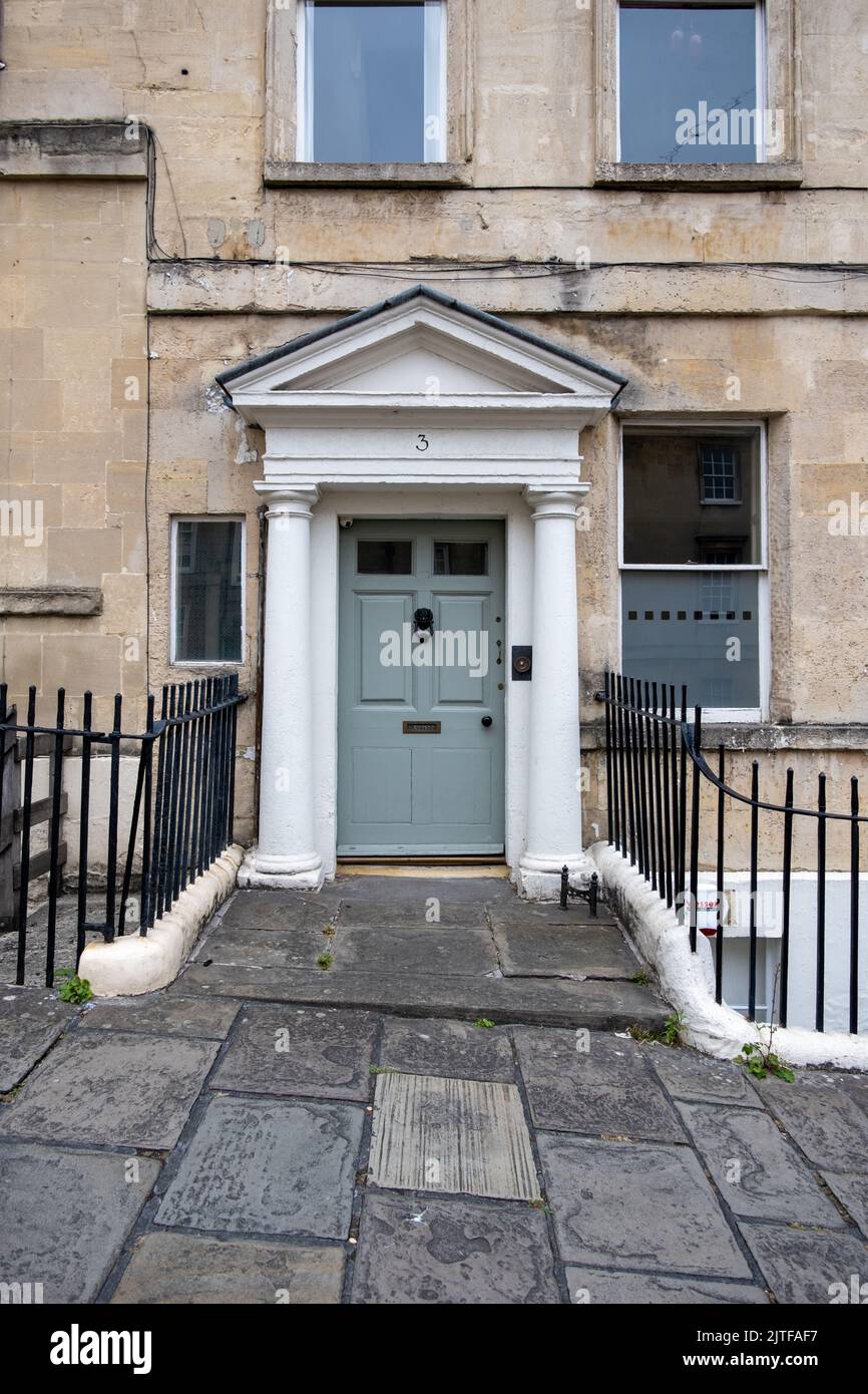 Green wooden panel door, Bath, UK (Aug22 Stock Photo - Alamy