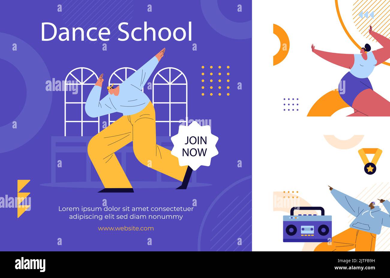 Flat design dance school posts Vector illustration Stock Vector Image ...