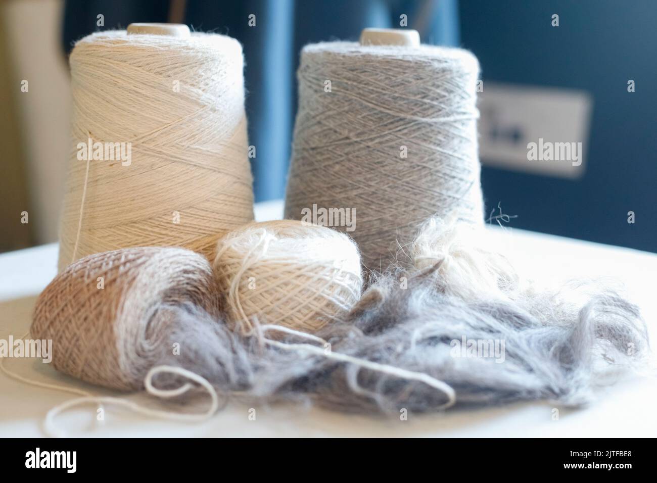Millbrook, New York. USA. Alpaca wool made into yarn Stock Photo