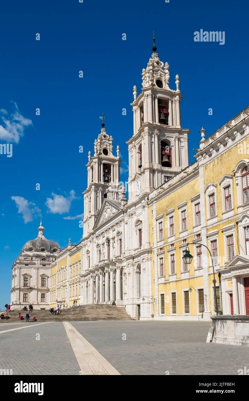 Marfra, Portugal, Europe. Mafra Palace. The palace  is a monumental Baroque and Neoclassical palace-monastery. Construction began in 1717 under King J Stock Photo