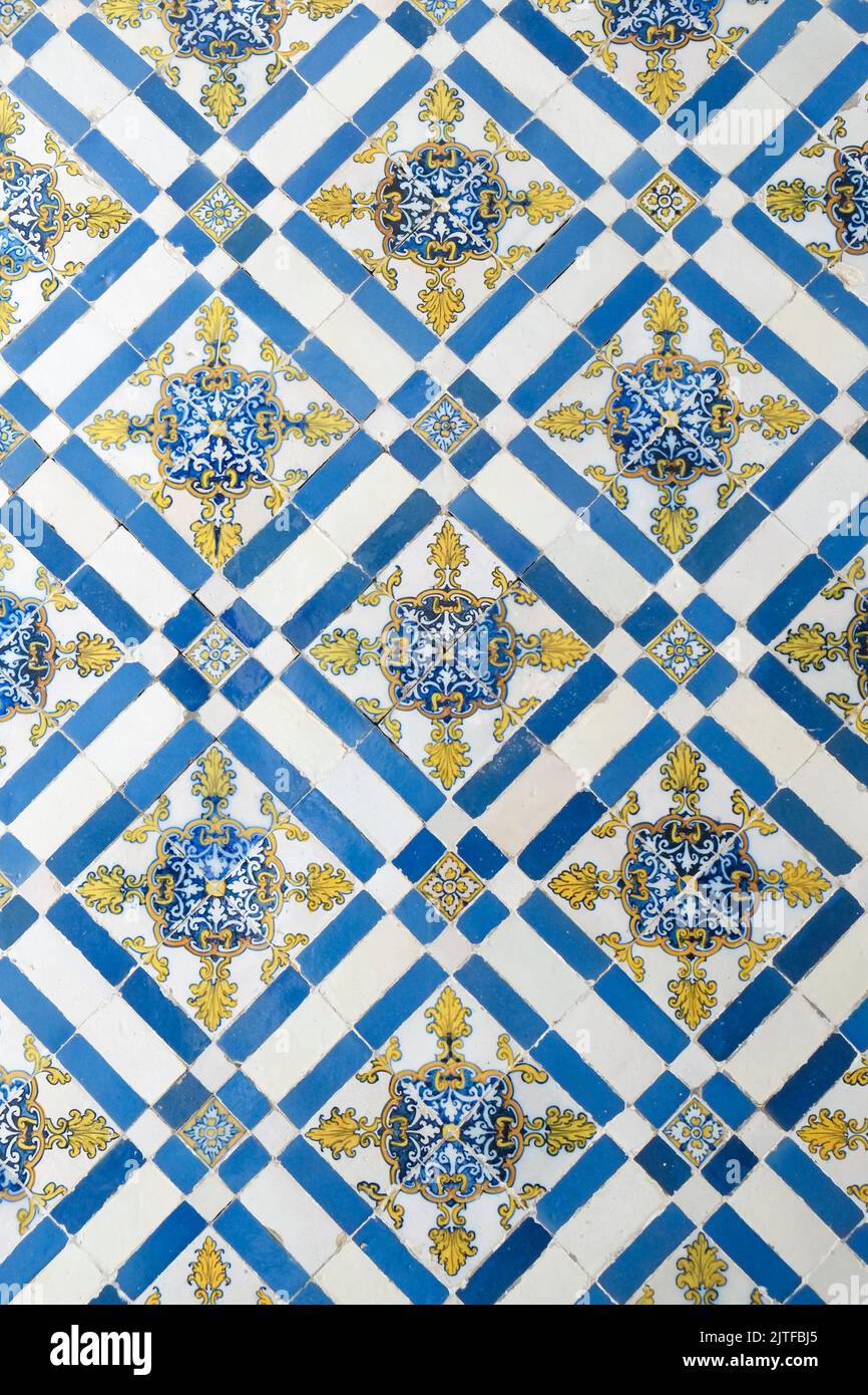 Lisbon, Portugal. Traditional Portuguese ceramic tiles. Azuelos. Stock Photo