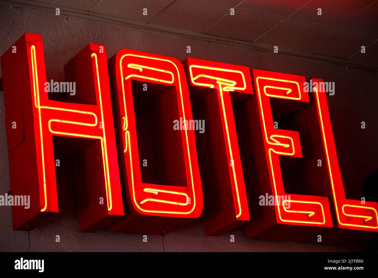 Red hotel neon Stock Photo