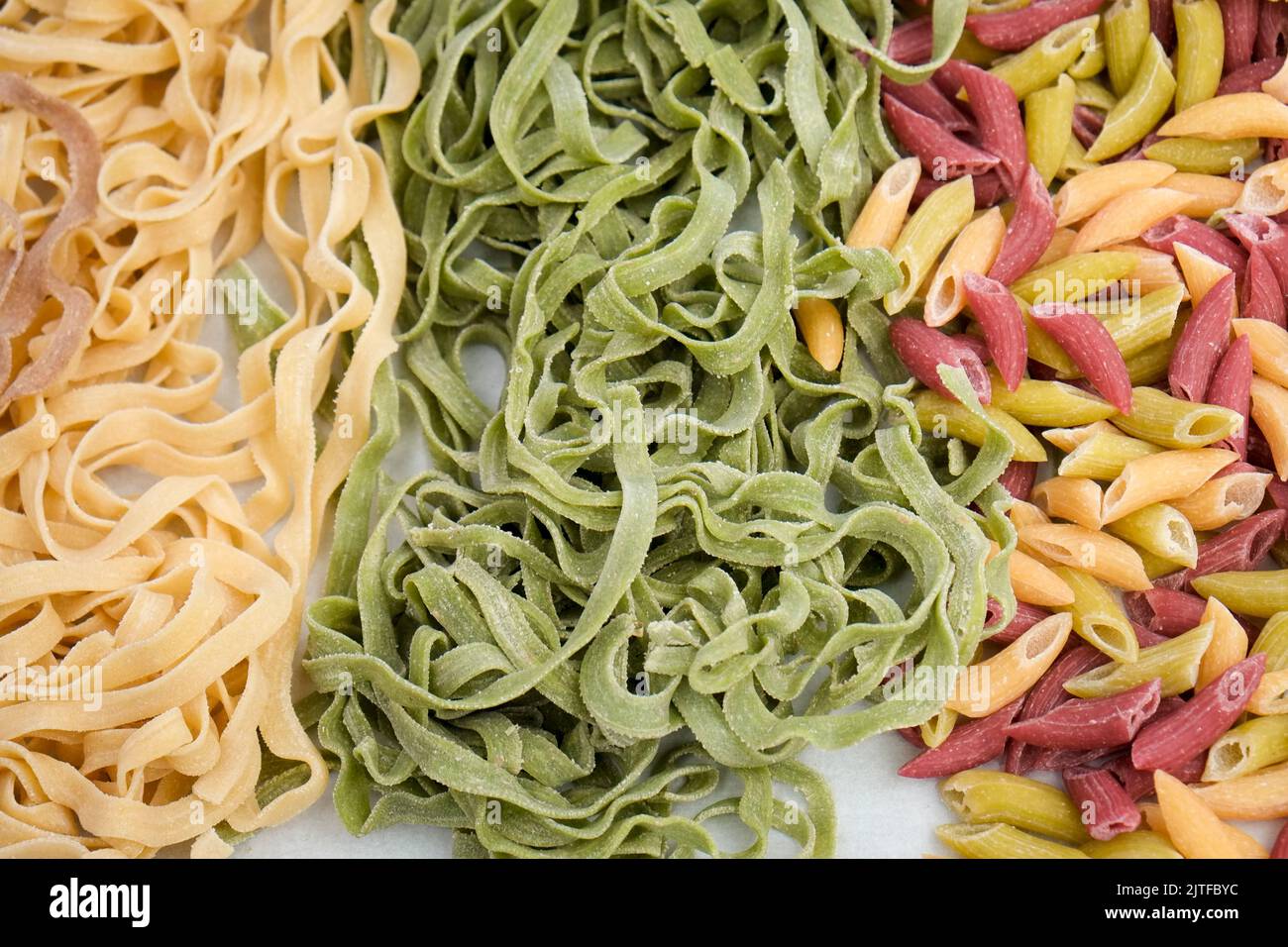 Fresh pasta at farmers market Stock Photo