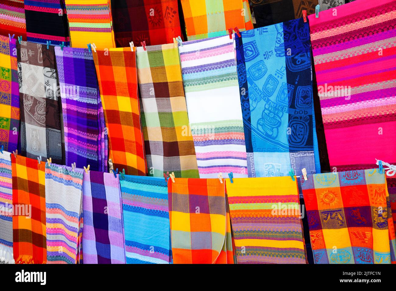 Valladolid, Mexico  Yucatan. Mexican textiles for sale Stock Photo