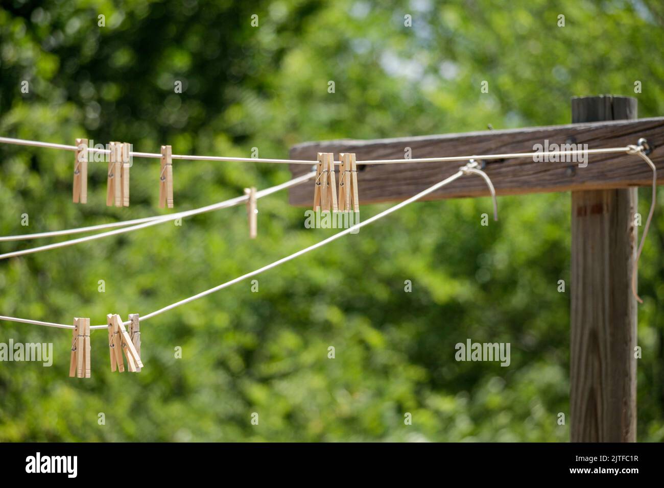 Clothes pins on clothes line Stock Photo Alamy
