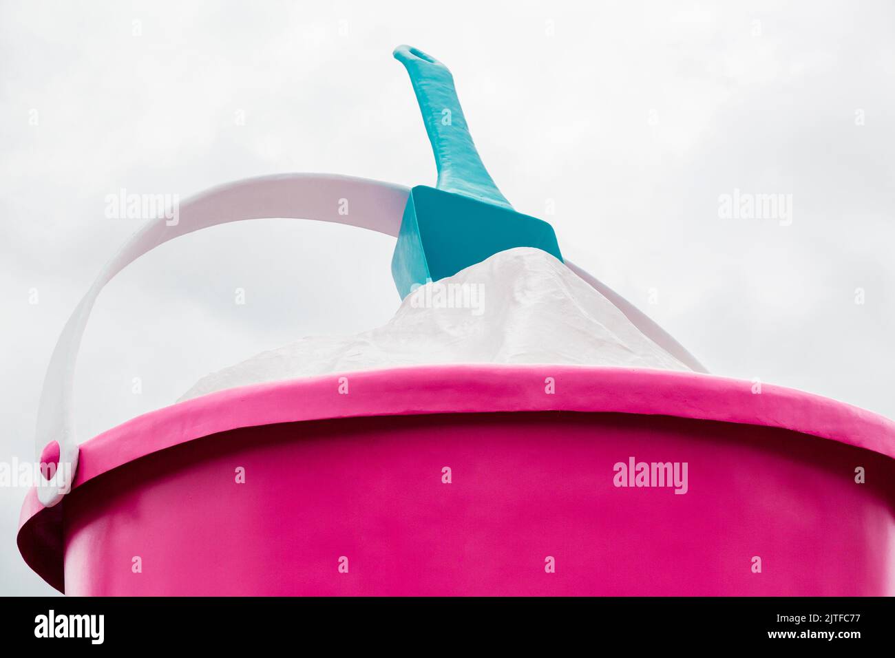 Pink sand bucket sculpture Stock Photo