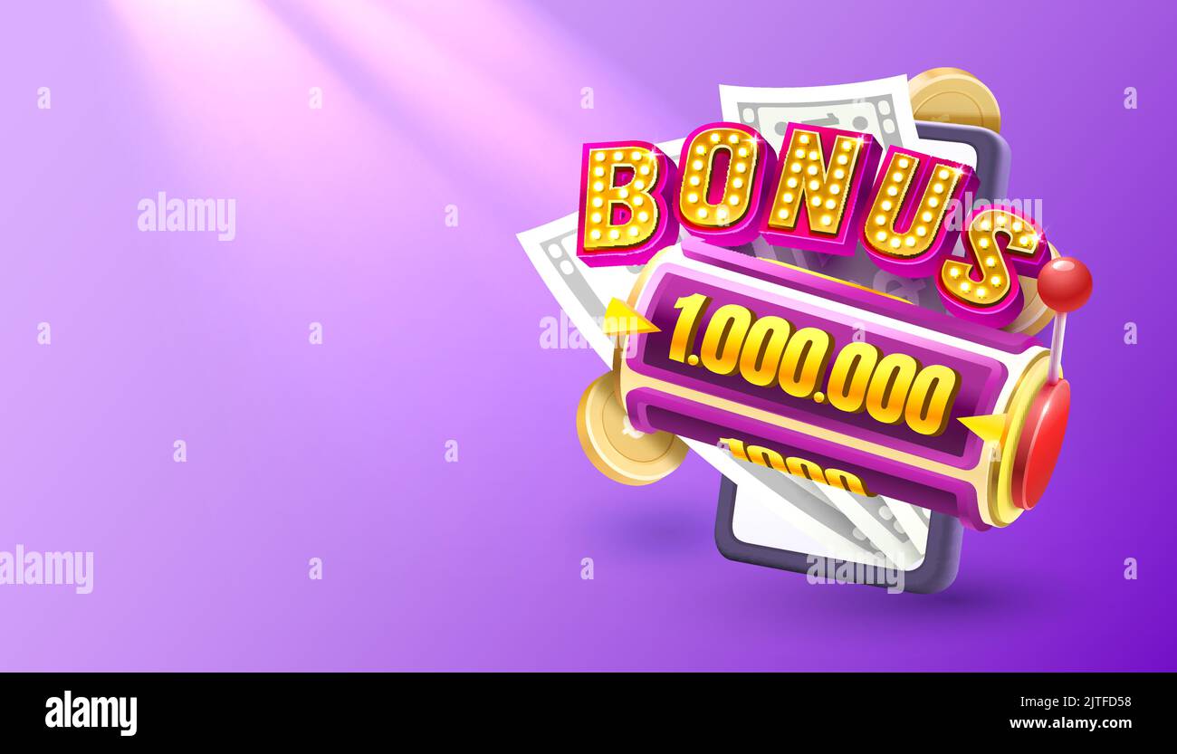 Casino slots machine winner, jackpot fortune bonus 1000000, 777 win banner. Vector illustration Stock Vector