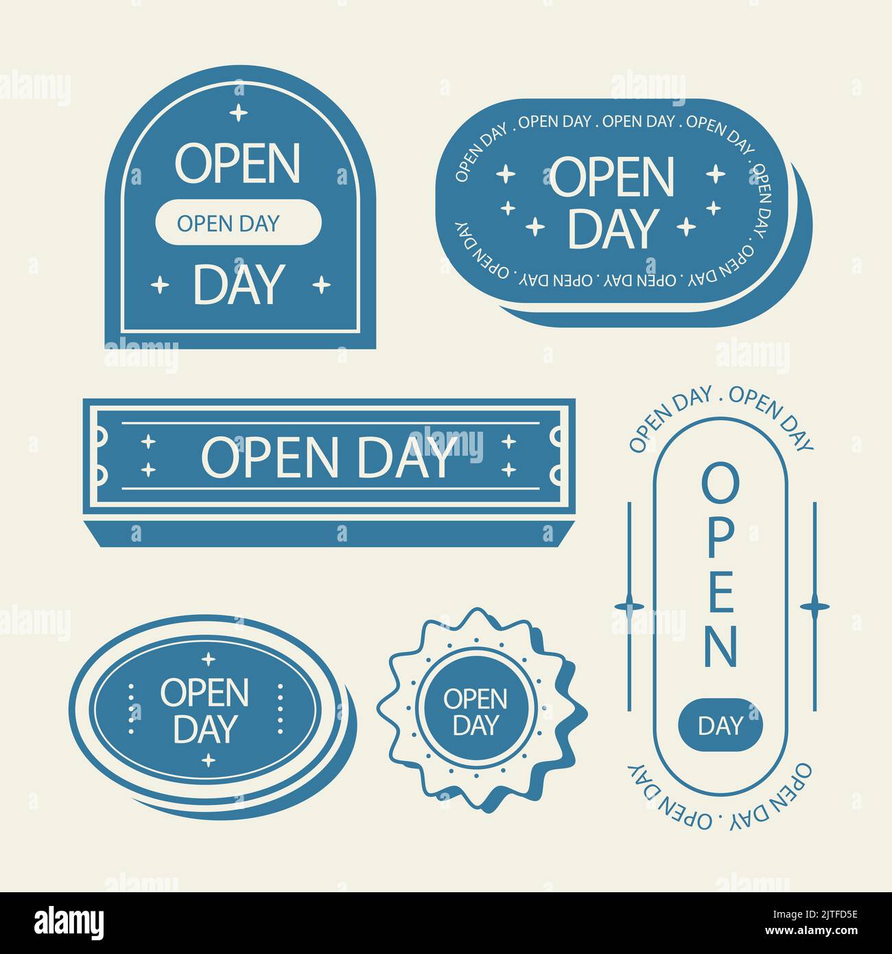 Flat design open day badges Vector illustration Stock Vector Image & Art Alamy