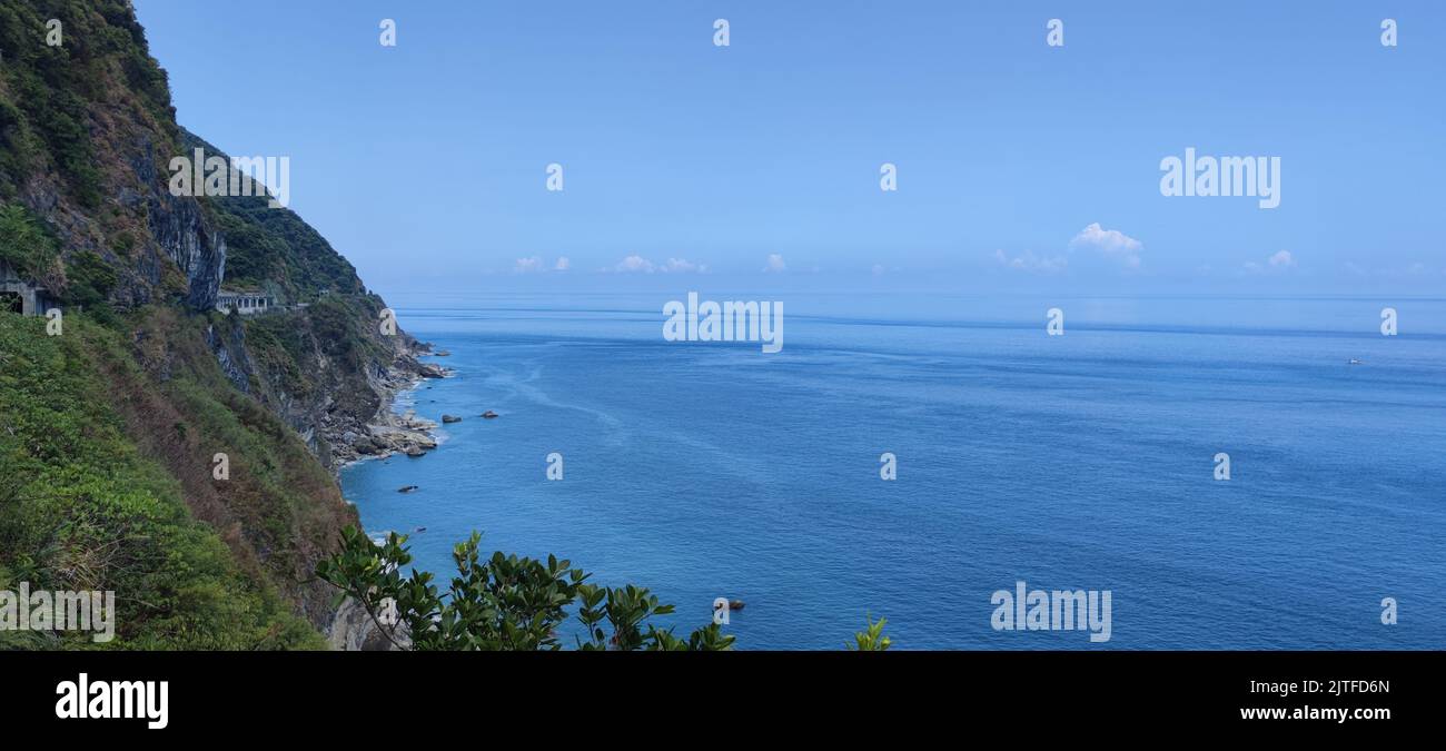 Suhua Highway, Yilan - Aug 29, 2022 : Chingshui Ocean cliffs are the highest coastal cliffs in Taiwan Stock Photo